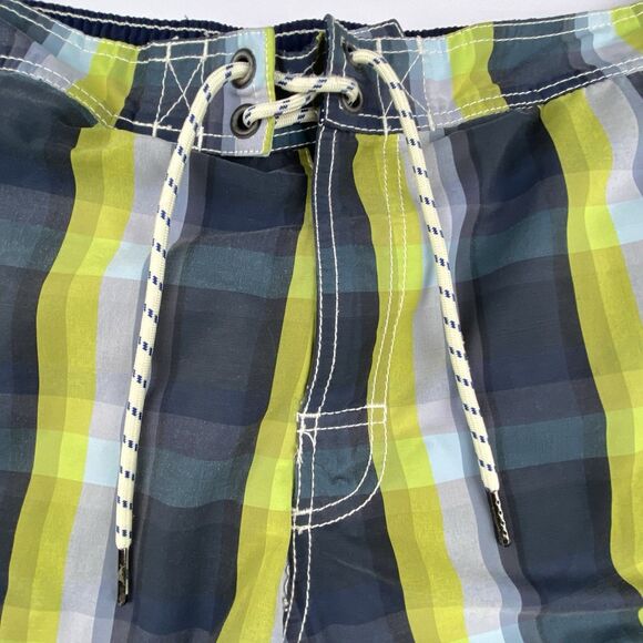 Tommy Bahama Relax Swim Trunks Mens L Green Blue Plaid Cargo Lined Preppy - Picture 6 of 13